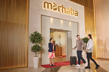 Clients entering a marhaba lounge
