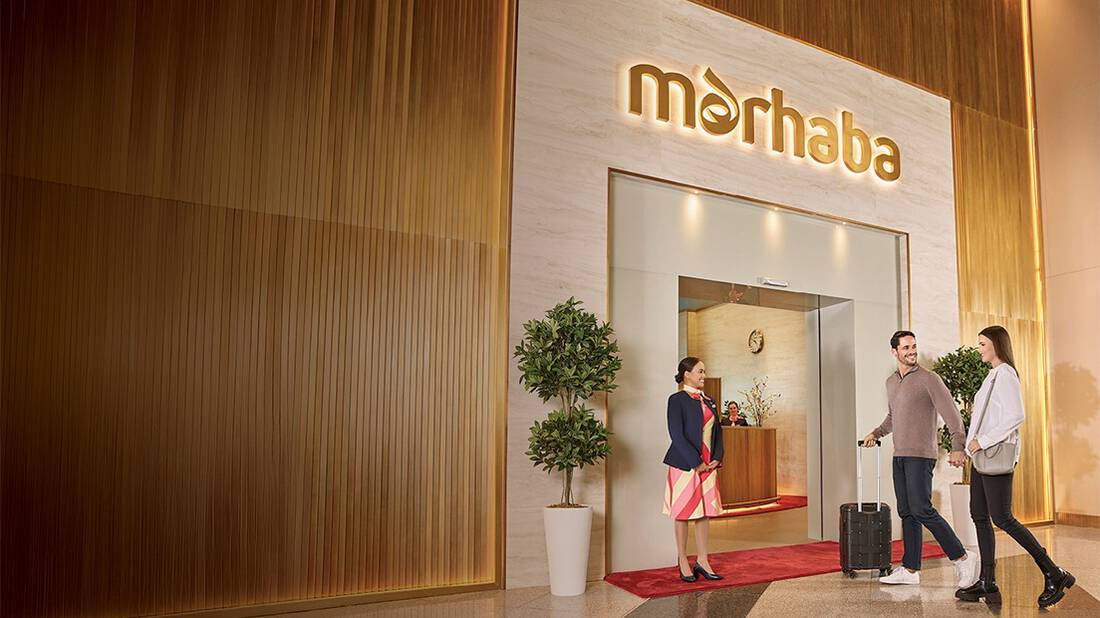 Passengers entering marhaba lounge
